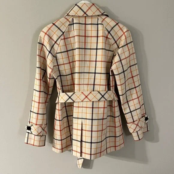 Coach Tattersall Plaid Trench Coat Size Small - Picture 2 of 7